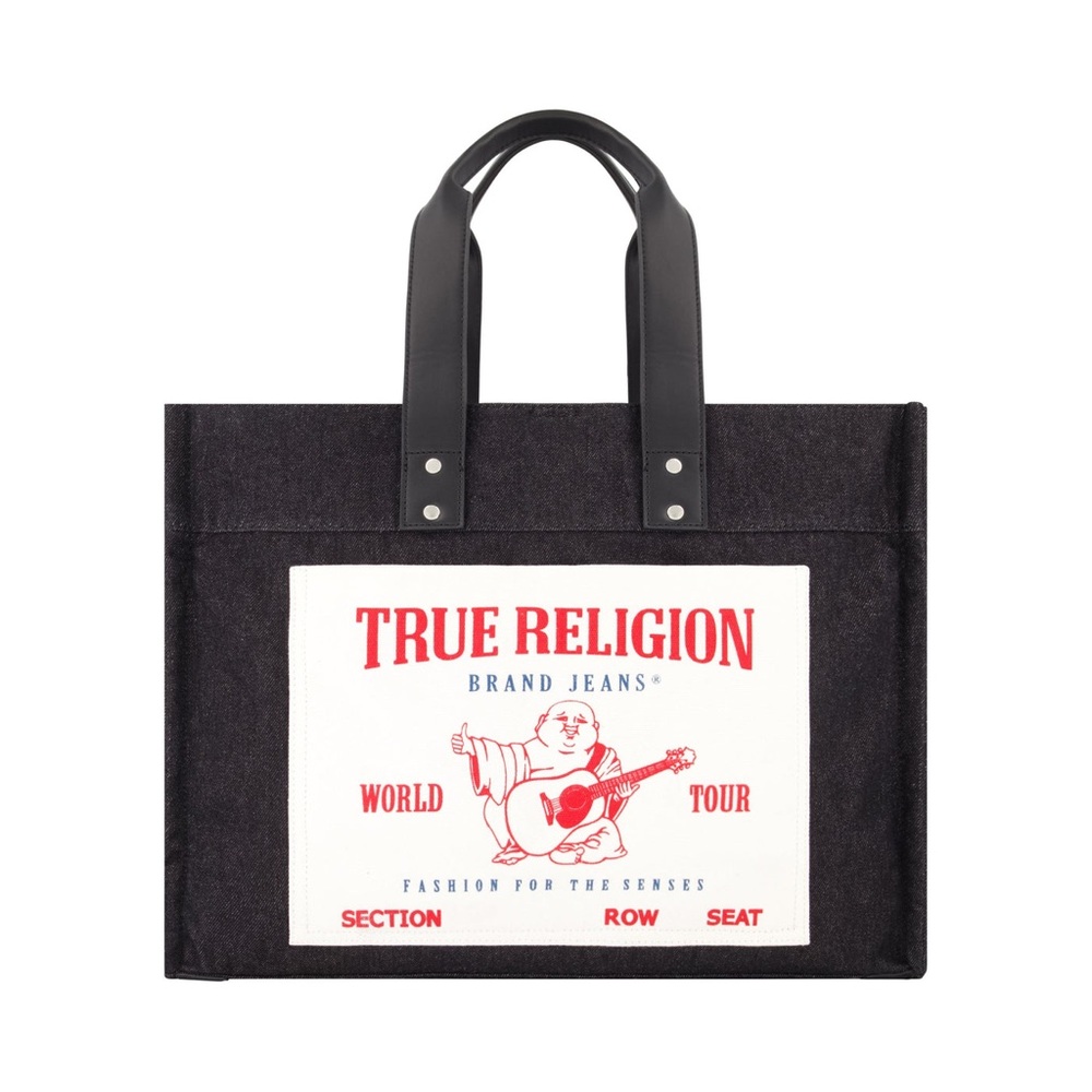 True Religion Buddha Pocket Denim Tote Bag